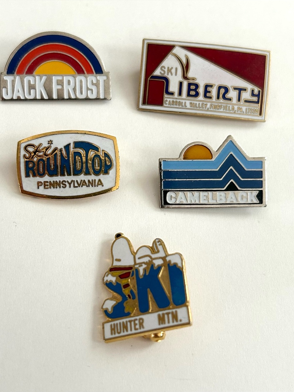 5 Vintage Ski Resort Lapel PIns from the 1980s